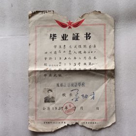 毕业证书1959年（成都计划统计学校）