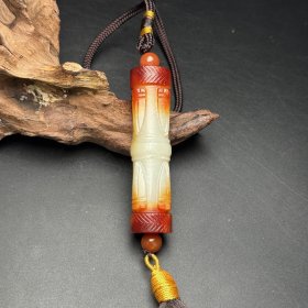 和田玉玉蝉玉勒子，尺寸15×16×65mm重41g