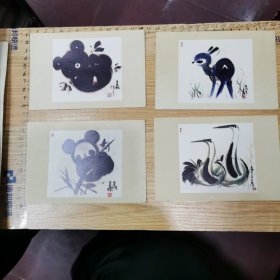 明信片：小动物 10枚全（韩美林作品、80年代出版）