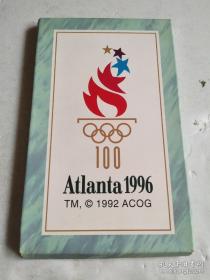 明信片：奥林匹克运动会百周年纪念（24张全），亚特兰大奥运会特许邮品，每枚贴8角邮票 有邮戳