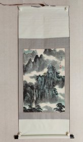保真书画，桂林名家，段贯之（韬之）山水画68×45cm，装裱立轴。