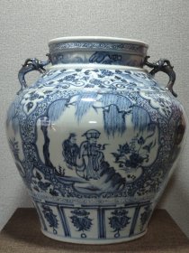元青花人物罐，尺寸35/34