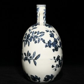 瓷器 明青花花鸟纹扁瓶，高26厘米直径20.5厘米
