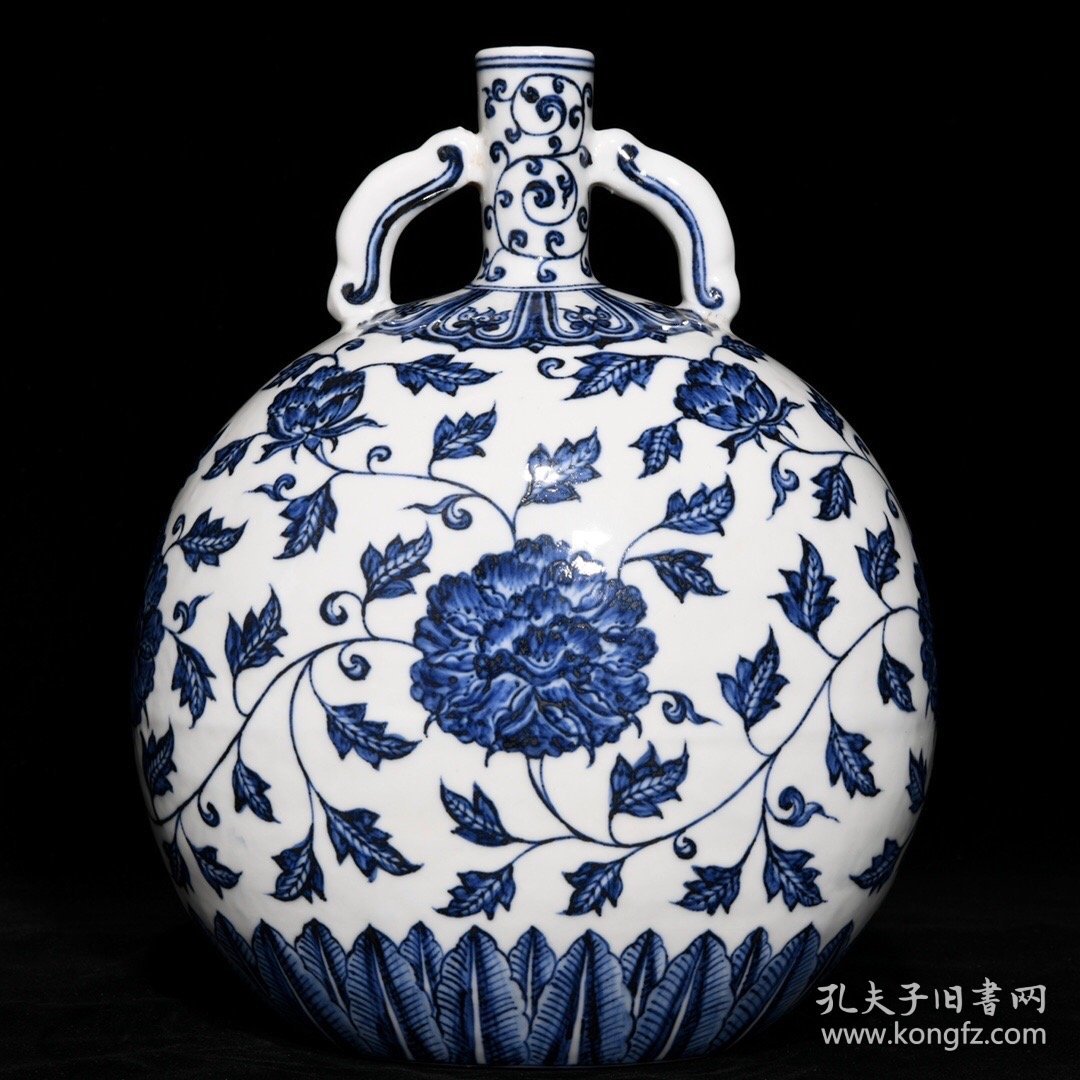 点击查看原图 明青花缠枝花卉纹扁瓶,高26.8cm直径20cm