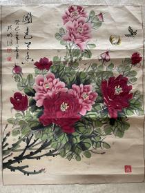 写意花鸟画国画水墨牡丹花卉画字画作品条幅纯手绘