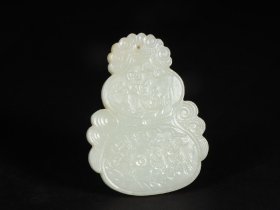 旧藏精品回流 和田玉人物故事葫芦牌