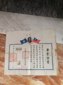 民国合肥初级毕业证书一张，贴票。
