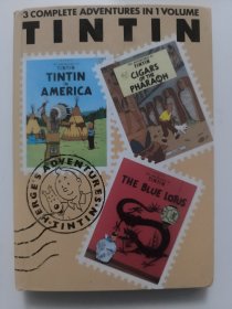 老版本1990年The Adventures of Tintin，3 complete adventures in 1 volume