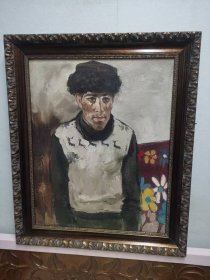 文国璋布面人物油画一幅（精裱实木画框）