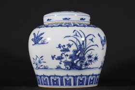 旧藏明代成化青花天字罐