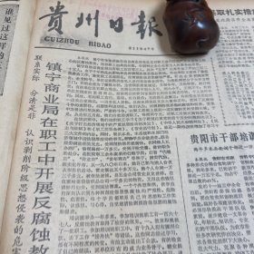 头版头条，镇宁商业局！天生桥水电站复工兴建！省畜牧局副局长王志轩。红湖机械厂何永平。《贵州日报》