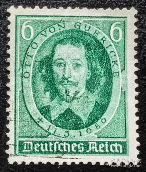2-36#，德国1936年信销邮票1全。邮票物理学家气泵发明者奥托·冯·格里克。人物肖像。