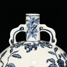 瓷器 明青花花鸟纹扁瓶，高26厘米直径20.5厘米