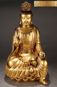 明 铜胎鎏金自在观音坐像