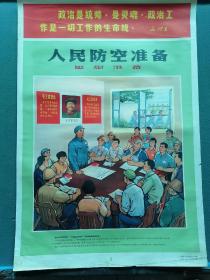 对开，1971年（有语录）宣传画（上海）【人民防空战备教育挂图】之1（思想准备）