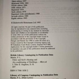 Heating&Air Conditioning of Buildings     FABER & KELL'S     EIGHTH EDITION    Faber & KELL ' S     PL Marun. D R Oughron建筑供暖与空调第八版   上书时间：2022年1月