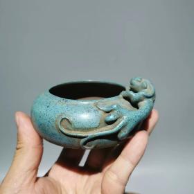 炉钧釉螭龙紫砂笔洗