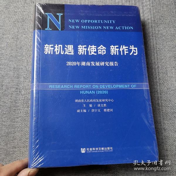 新机遇新使命新作为：2020年湖南发展研究报告