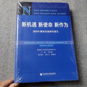 新机遇新使命新作为：2020年湖南发展研究报告