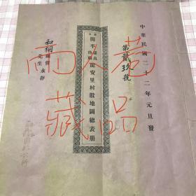 广东开平儒良蓢头龙安里村股地图总表册，大开本，民国22年