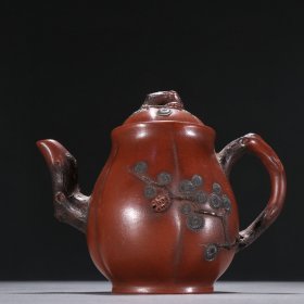 旧藏紫砂松花纹茶壶