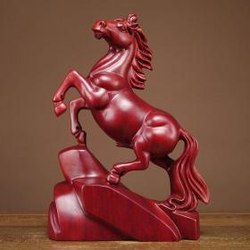 红木雕刻马摆件实木质黑檀跃马到成功红花梨属马办公室工艺品送礼