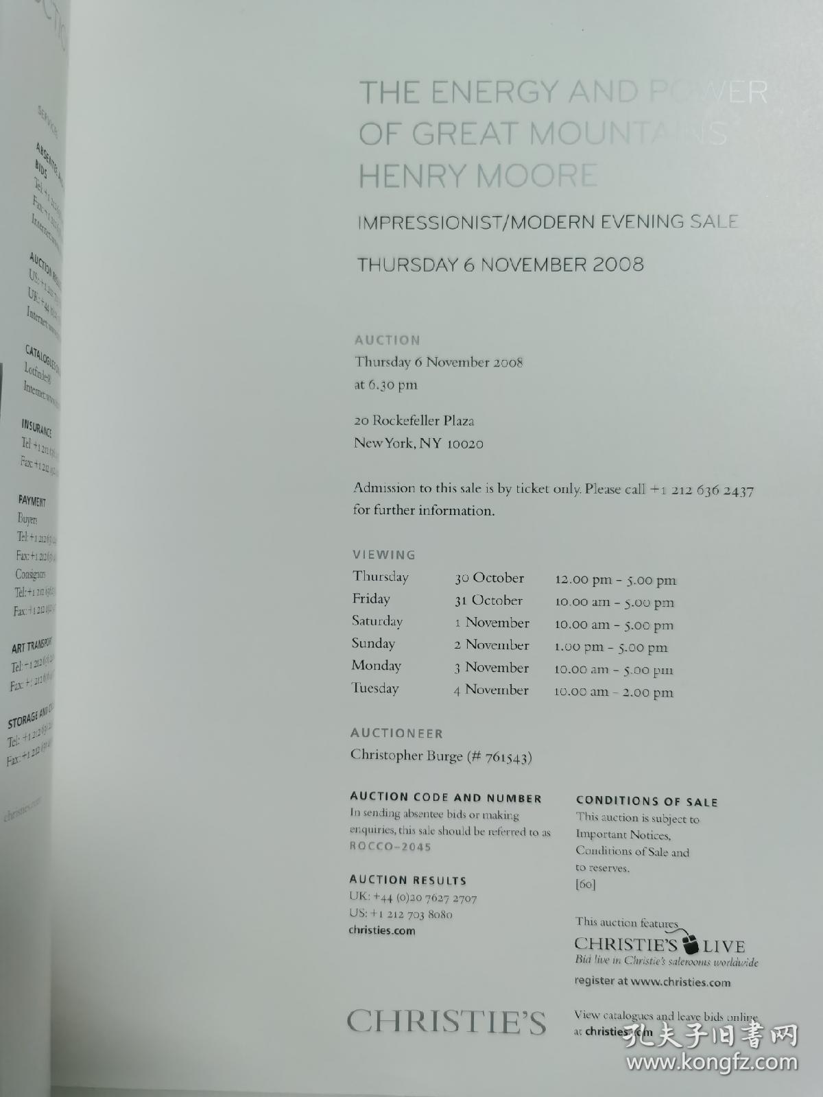纽约佳士得 2008年 亨利·斯宾赛·摩尔 现代雕塑艺术作品集 拍卖图录