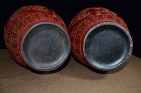 剔红雕漆漆器花瓶一对 尺寸2860厘米 重13.1公斤