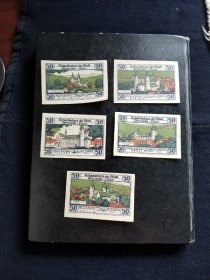 德国1921年城堡紧急状态纸币一组 品相如图，保真，包挂号，非假不退