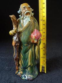 （全品）民国石湾窑公仔人物陶塑像 尺寸：高18.5cm