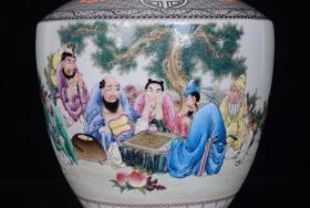 清德福堂制款粉彩八仙人物故事纹双耳瓶  33.5x18.5