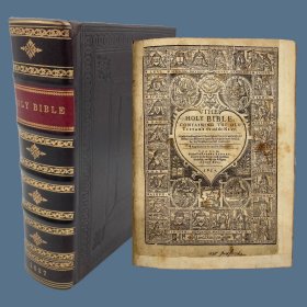 1637年KJV圣经（大英博物馆藏品）
在James国王的命令下，由Robert Barker and the Assignes of John Bill, 于1637/1638/1639在伦敦印刷出版。完整的四开本詹姆斯国王圣经，包含新约、旧约、诗篇。从原始的希伯来文圣经、希腊文圣经中翻译，并进行了重新的比较和修订。精美的17世纪早期King James圣经，真正的大英博物馆藏品！