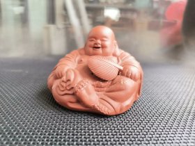 早期朱泥原矿美霞款紫砂弥勒佛茶宠（品相完好）
