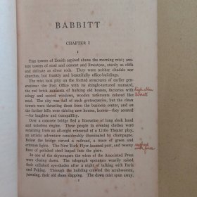 （颜惠庆旧藏）Babbitt（Sinclair Lewis作品，钤印“颜退省堂”应为民国著名政治家、外交大使颜惠庆藏书，并有少量英文批注，1961年原购书小票）