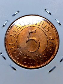 毛里求斯5分大铜币 1978年 伊丽莎白二世高冠像 fz0071