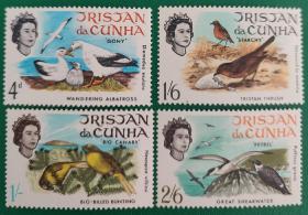 特里斯坦.达.库尼亚邮票 1968年鸟类 4全新