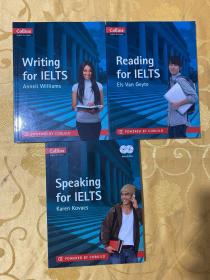 Collins English for Exams：Reading for IELTS 、Writing for IELTS、Speaking for IELTS、  3本和售 英文原版 带3张盘 正版书