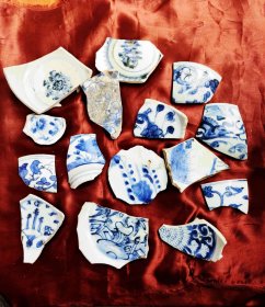 明清两代青花平等青釉瓷片15片便宜卖
