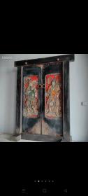 清朝门板雕刻彩绘门神，寓意吉祥，，保存完好，收藏装修佳品！不包邮