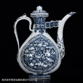 明洪武年青花仙鹤纹壶