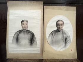 谭望之旧藏：民国时期“文澜写真”人物画像两帧