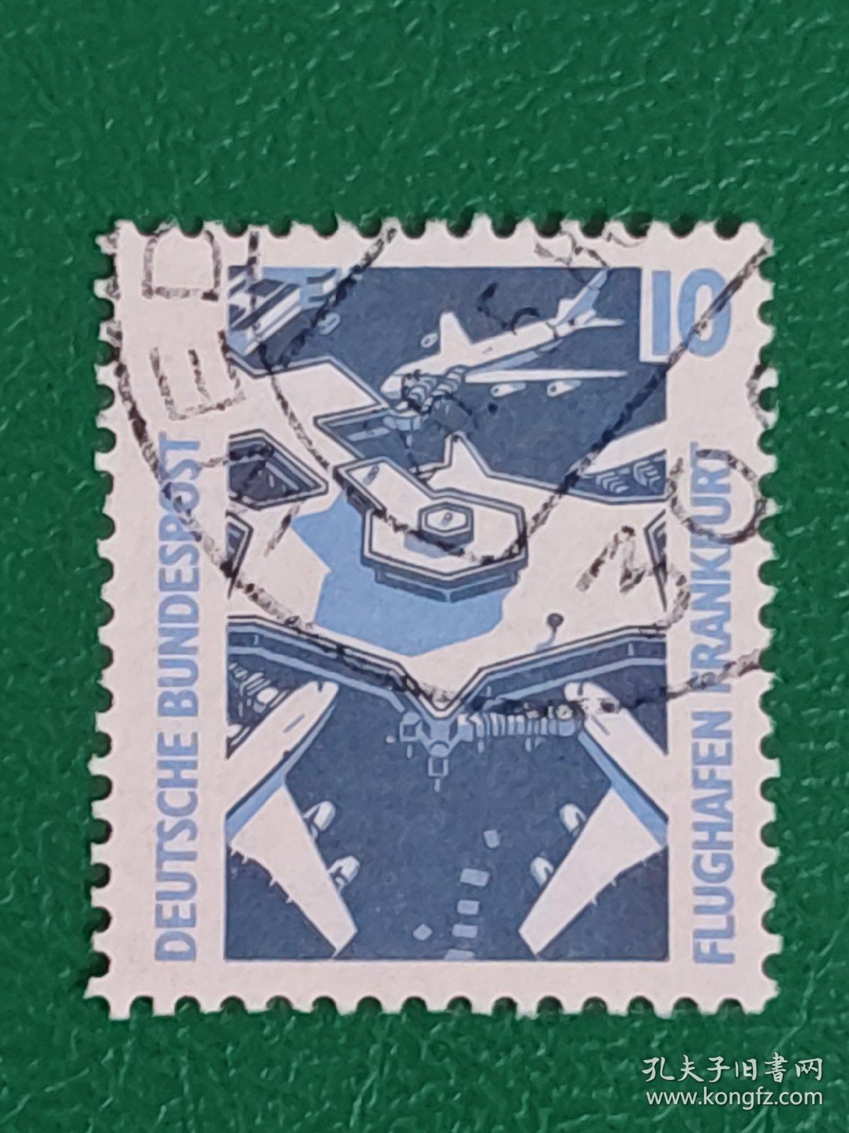 德国邮票 西德1987年普通邮票 名胜古迹-法兰克福机场 1枚销