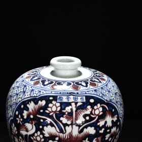 旧藏 明永乐青花釉里红一路连科纹梅瓶 高43厘米 宽26厘米
