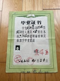 1958年毕业证书：湖北荆门县沙洋镇第一小学——好品包邮！