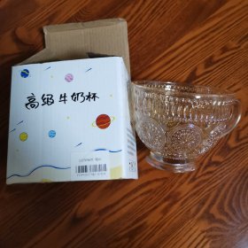 玻璃牛奶杯 早餐杯 琥珀色 高9cm 口径11cm 全新未用