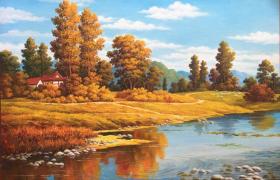 著名油画家叶金泉手绘风景
