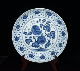 明宣德青花瓜果纹盘【6.7x34cm】