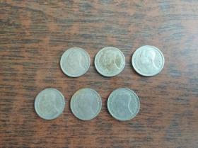 泰国1泰铢早期版硬币（六枚合售）