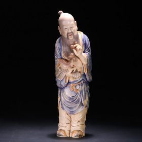 清代老雕雕人物像尺寸：高27.5cm重1365.7克克