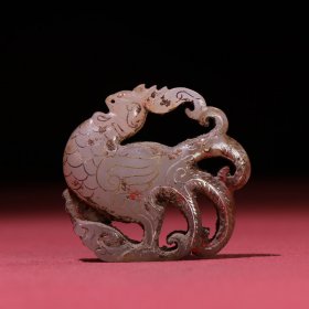 旧藏和田玉唐宋时期和田白玉搓银丝大公鸡挂饰